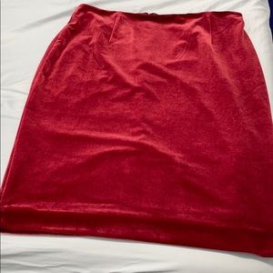 White House|Black Market Red Velvet Midi Skirt